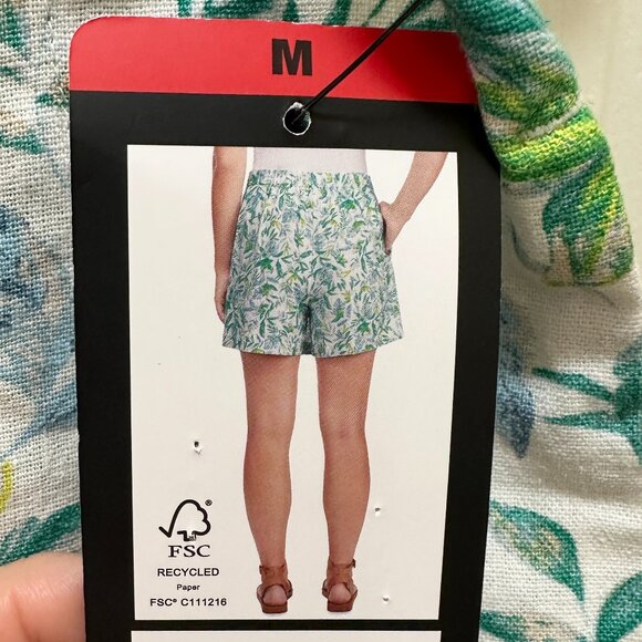 Ellen Tracy Women's Linen Blend Skort Size M Green Tropical Boho Feminine (NEW) - Picture 8 of 12